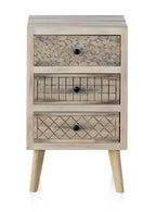 MESITA DE NOCHE MADERA DE ALAMO COLOR NATURAL, PATAS PINO MACIZO