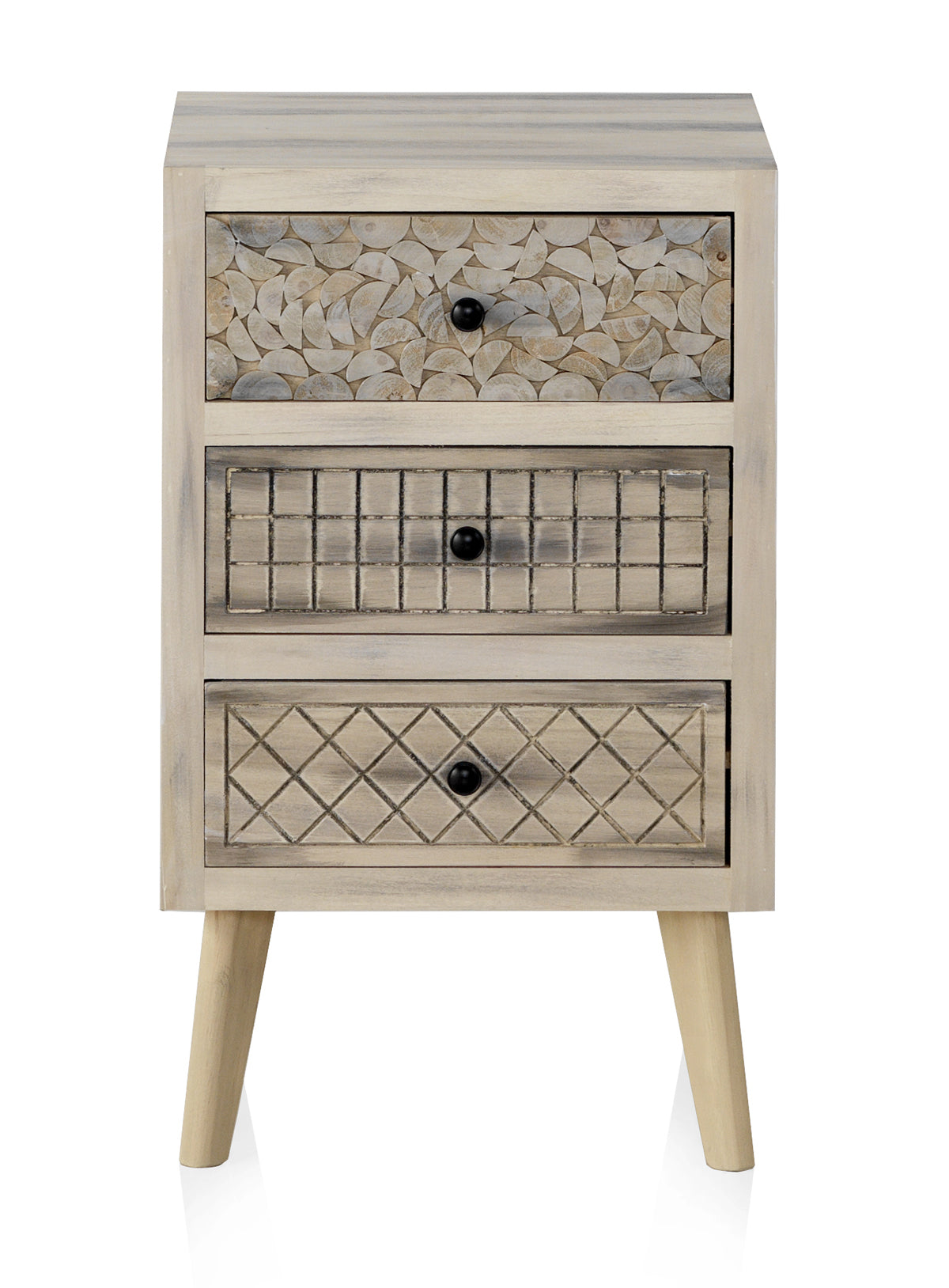 MESITA DE NOCHE MADERA DE ALAMO COLOR NATURAL, PATAS PINO MACIZO