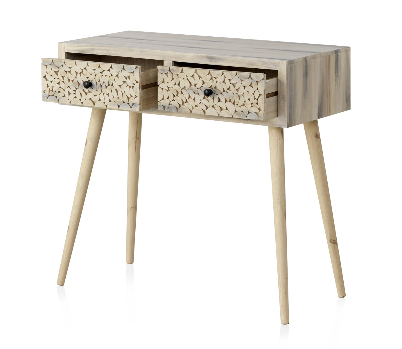 CONSOLA MADERA DE ALAMO COLOR NATURAL, PATAS DE PINO MACIZO