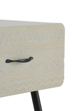 MESITA MADERA NATURAL 1 CAJON PATAS METALICAS NEGRAS