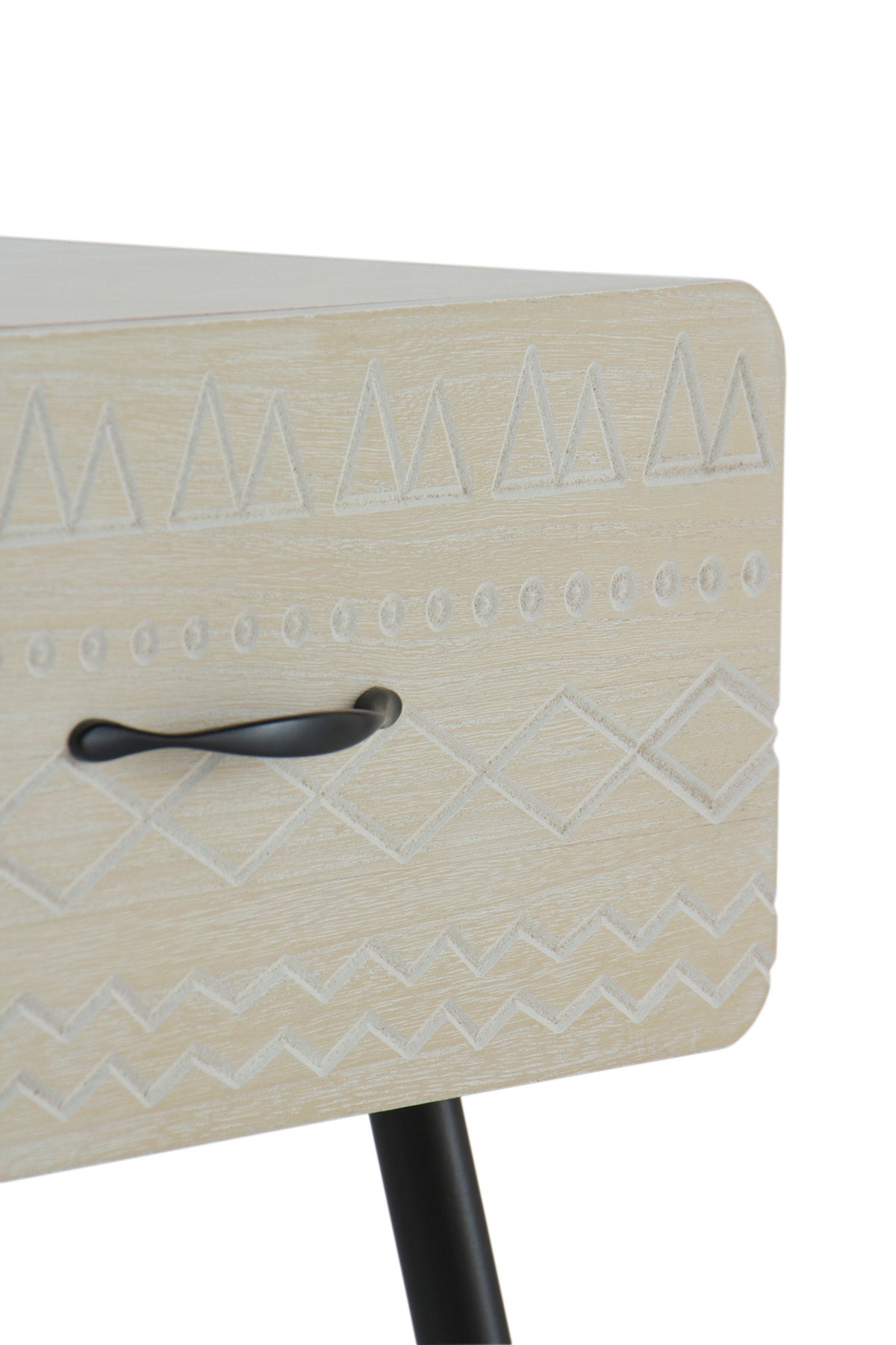 MESITA MADERA NATURAL 1 CAJON PATAS METALICAS NEGRAS