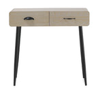 CONSOLA MADERA NATURAL PATAS METALICAS NEGRAS