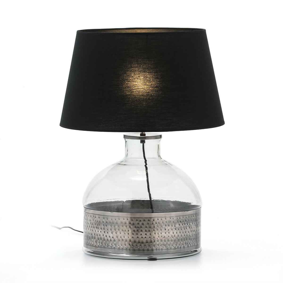 Lampara de Sobremesa sin pantalla 33x33x40 Cristal/Metal Plateado