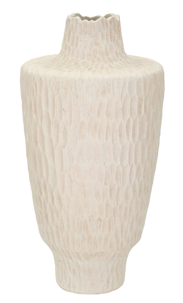 Gerro de magnesi color crema amb acabat efecte tela Ø 29,5x57 cm