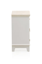 MESITA 1 CAJON+1 PUERTA MADERA BLANCO SOBRE Y FRONTIS EN CREMA