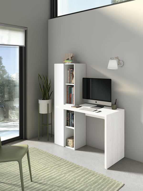 Escriptori de melamina blanc amb armari 133x52x149 cm