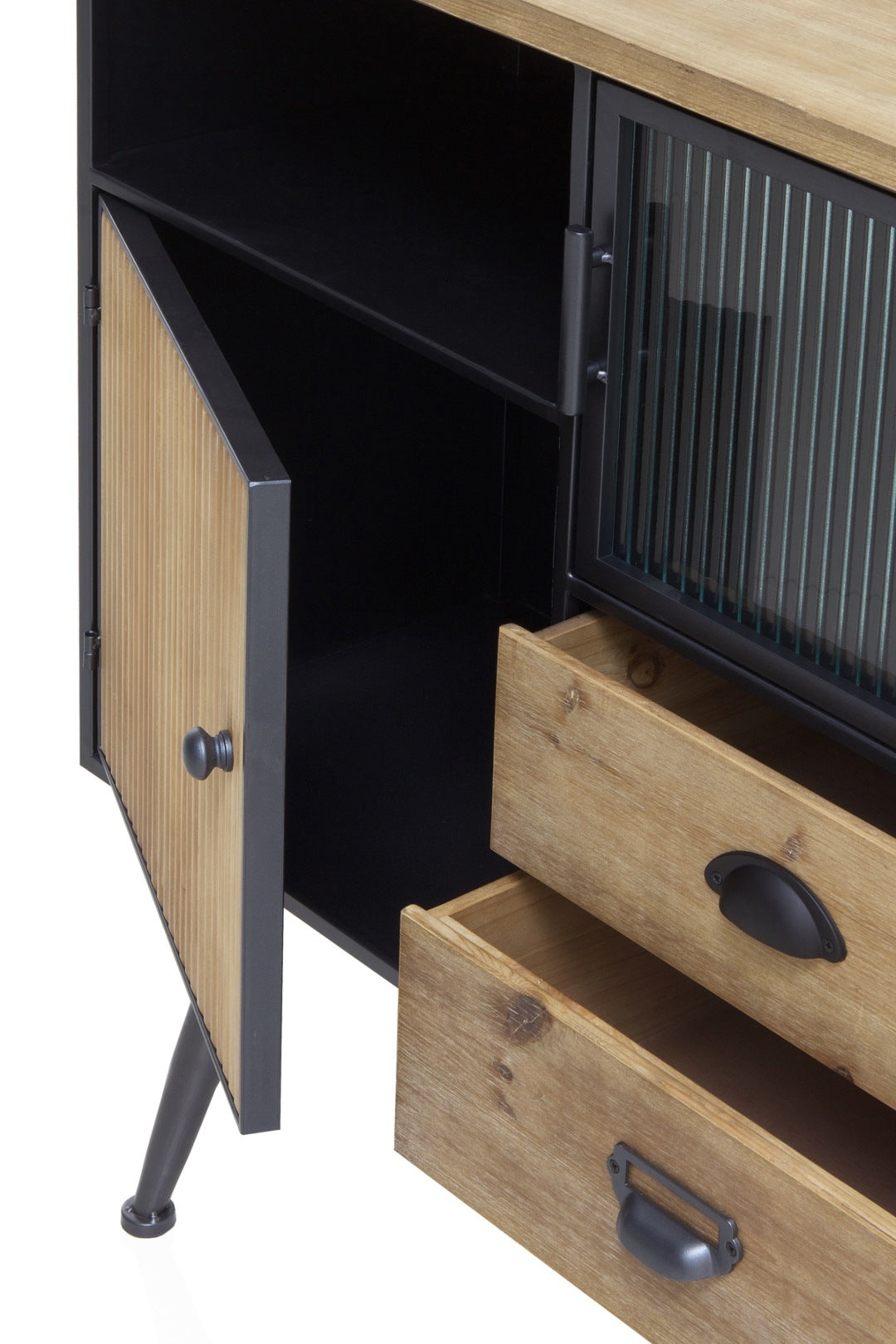 COMODA METALICA CON SOBRE DE MADERA