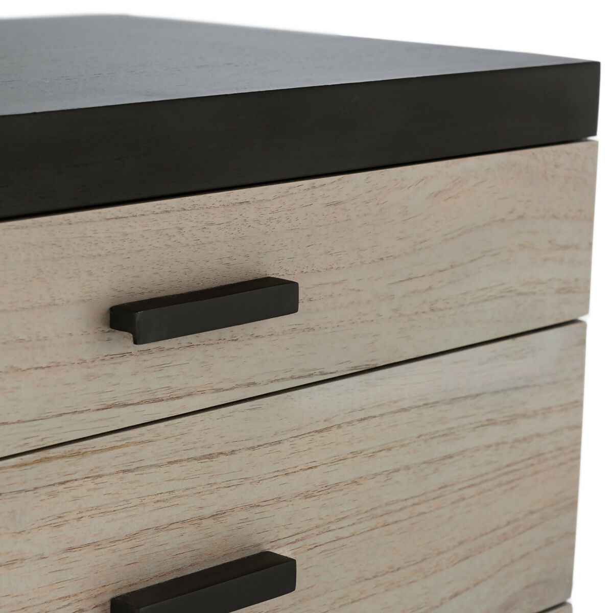 Mesita de Noche 55x40x55 Madera de Cedro/Metal -- Negro/Natural con Pátina Gris
