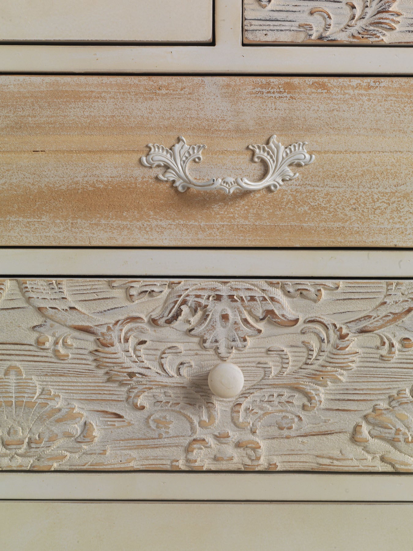 COMODA MADERA BLANCA 5 CAJONES