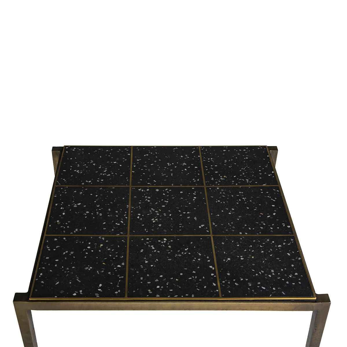 Mesa de Centro 65x59x41 Hierro Dorado Antique/Terrazo Epoxi Negro