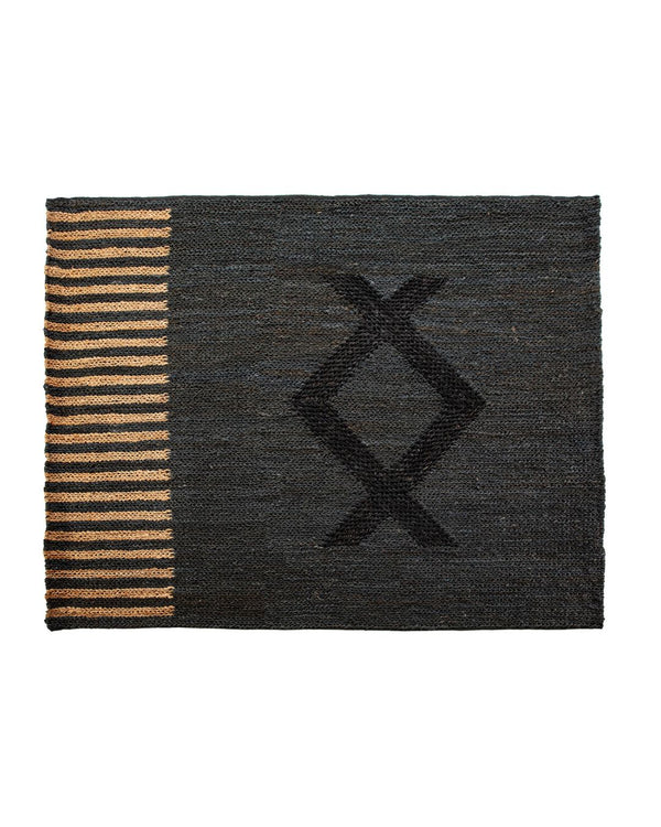 Catifa de jute Shumak amb rombe central 200x250 cm negra i natural