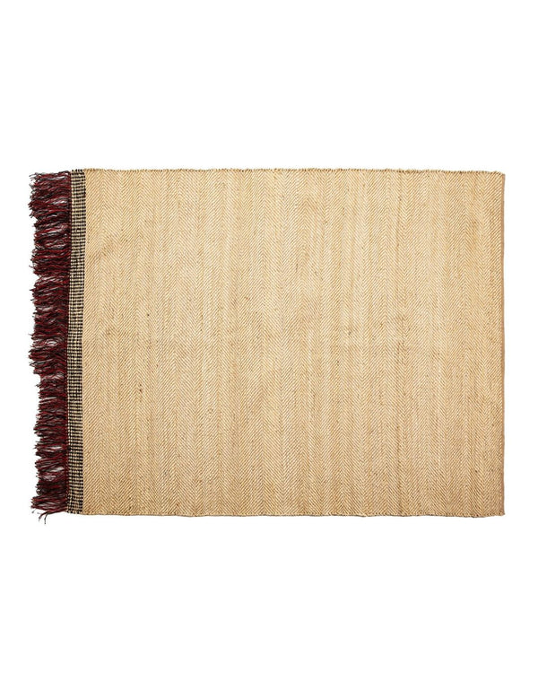 Catifa de jute 200x250 cm natural, negra i vermella