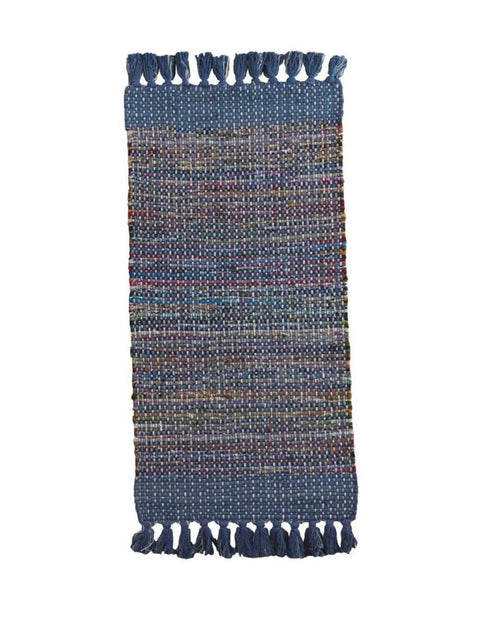 Alfombra de algodón azul de 60x120 cm