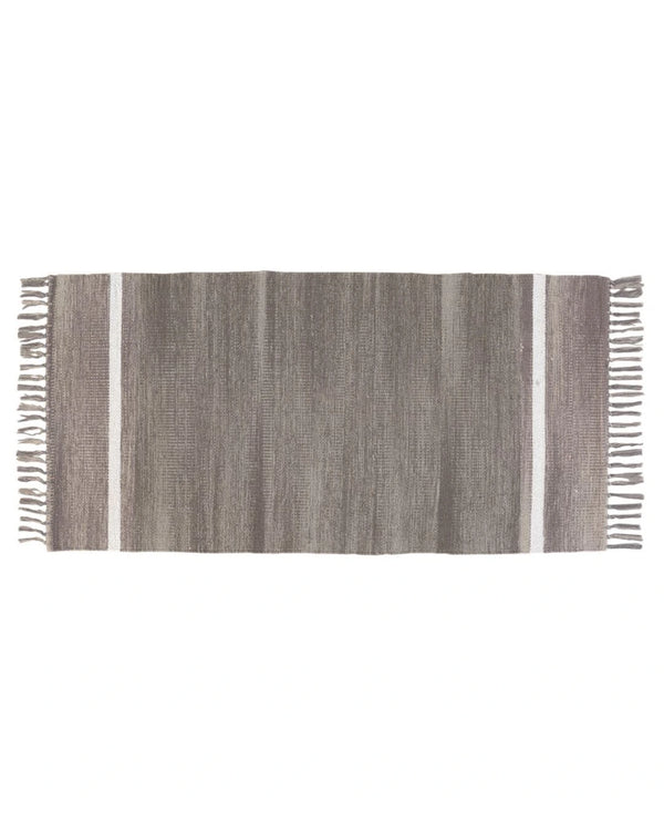 Alfombra de algodón gris 60x120 cm tejida a mano