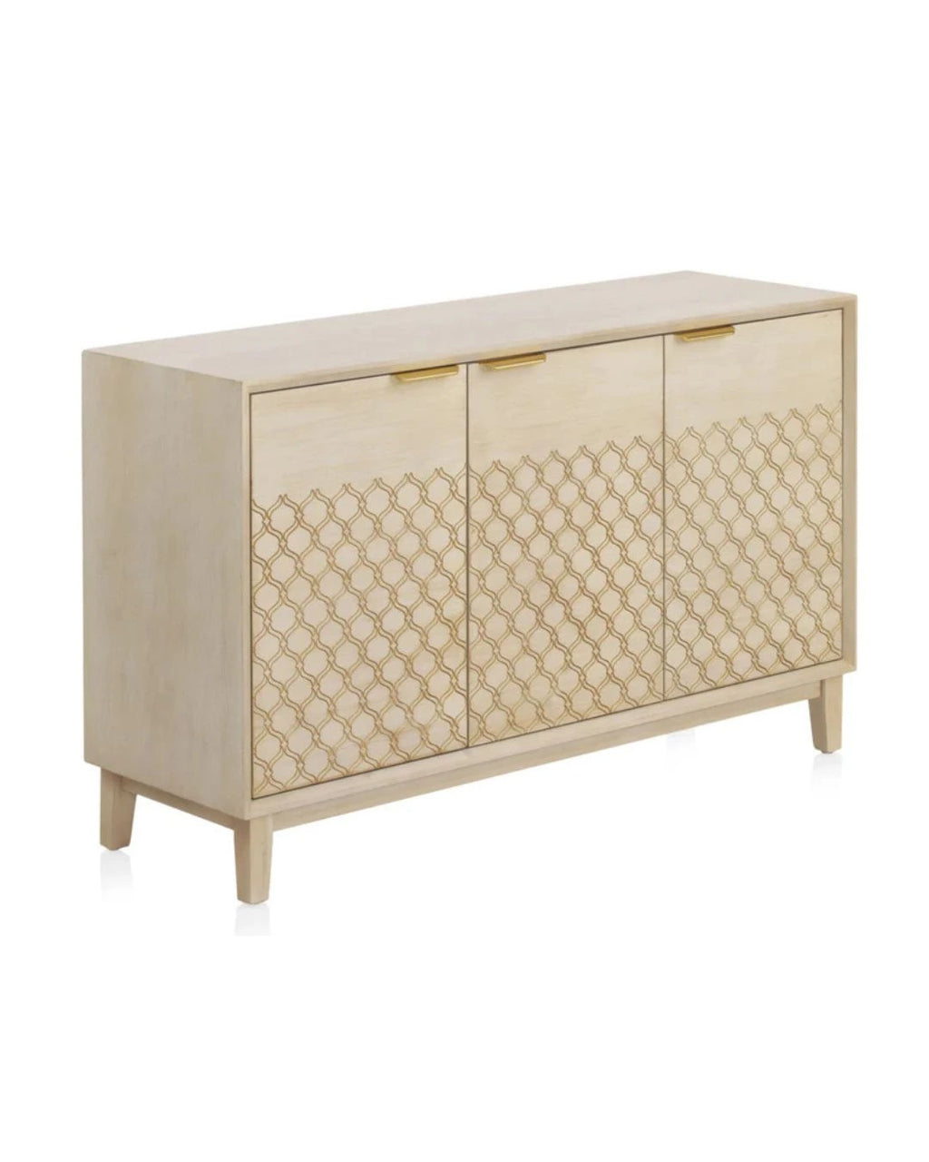 APARADOR 3 PUERTAS CHAPADO EN ROBLE ACABADO EN MARFIL