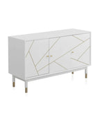 APARADOR 3 PUERTAS LACADO EN BLANCO CON FRONTIS DECORADO EN ORO