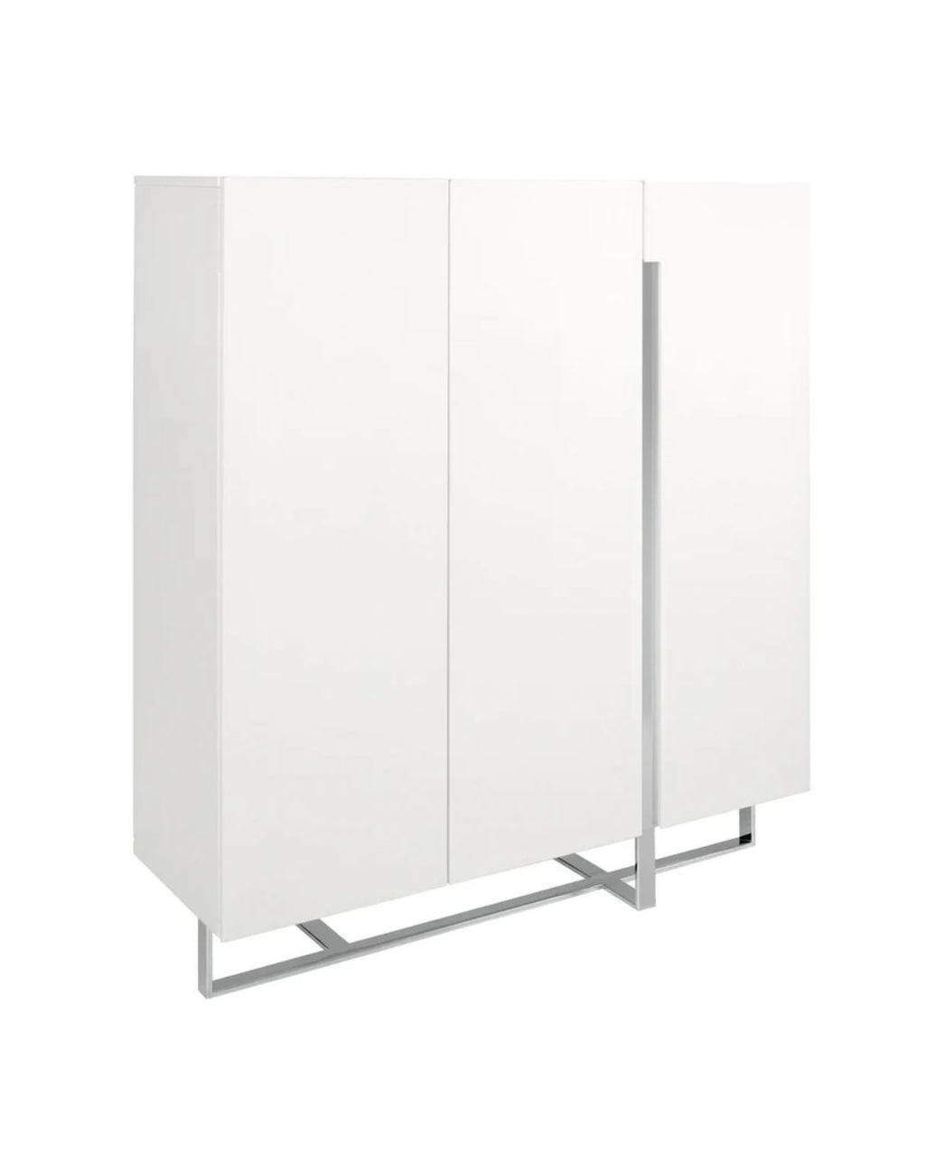 Aparador alto madera blanco y acero cromado