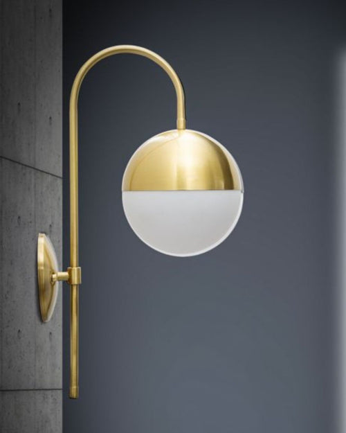 Aplique de pared con esfera de cristal blanco, 19x31x51 cm
