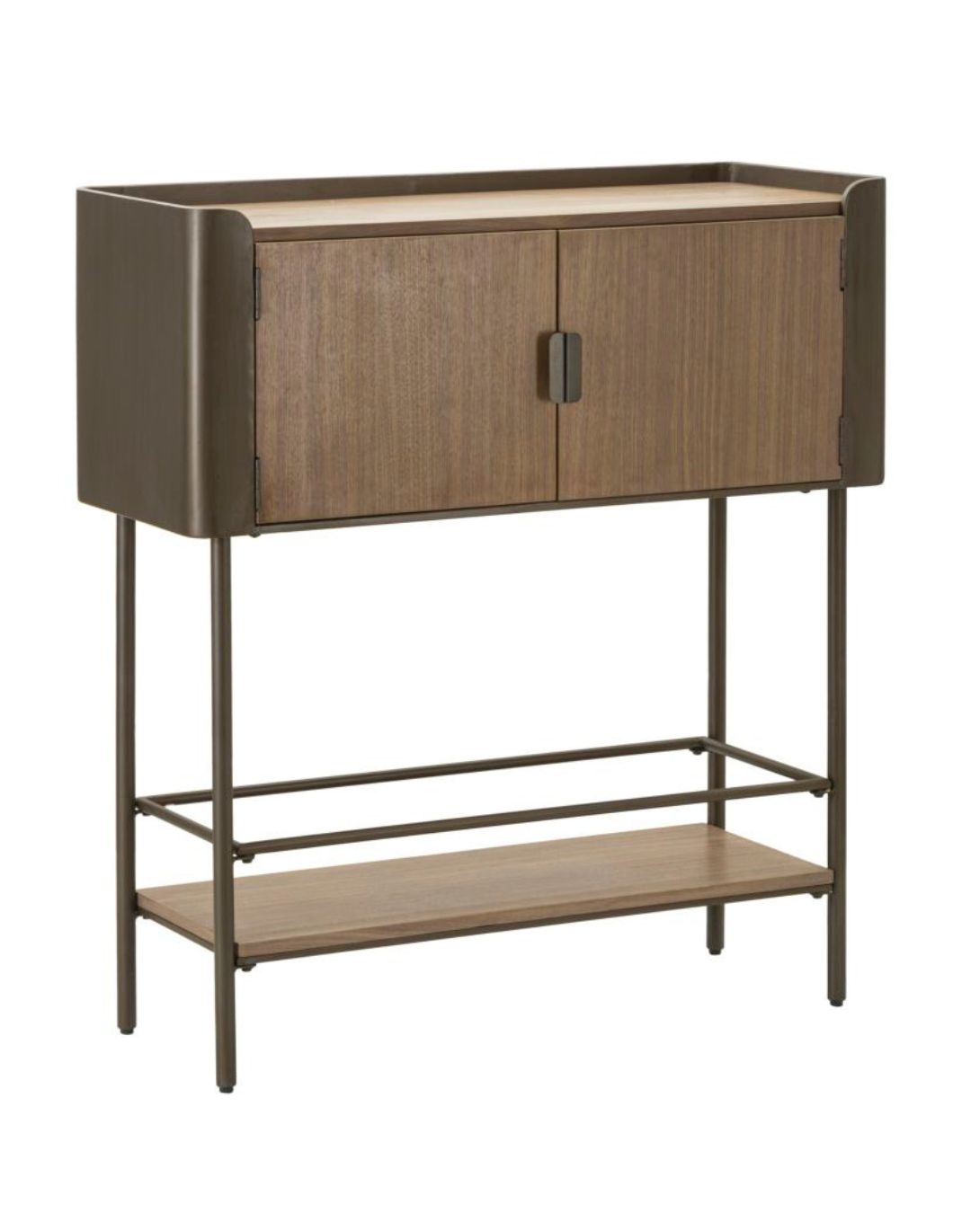 Armario de metal y madera marrón de 100x42x110 cm.