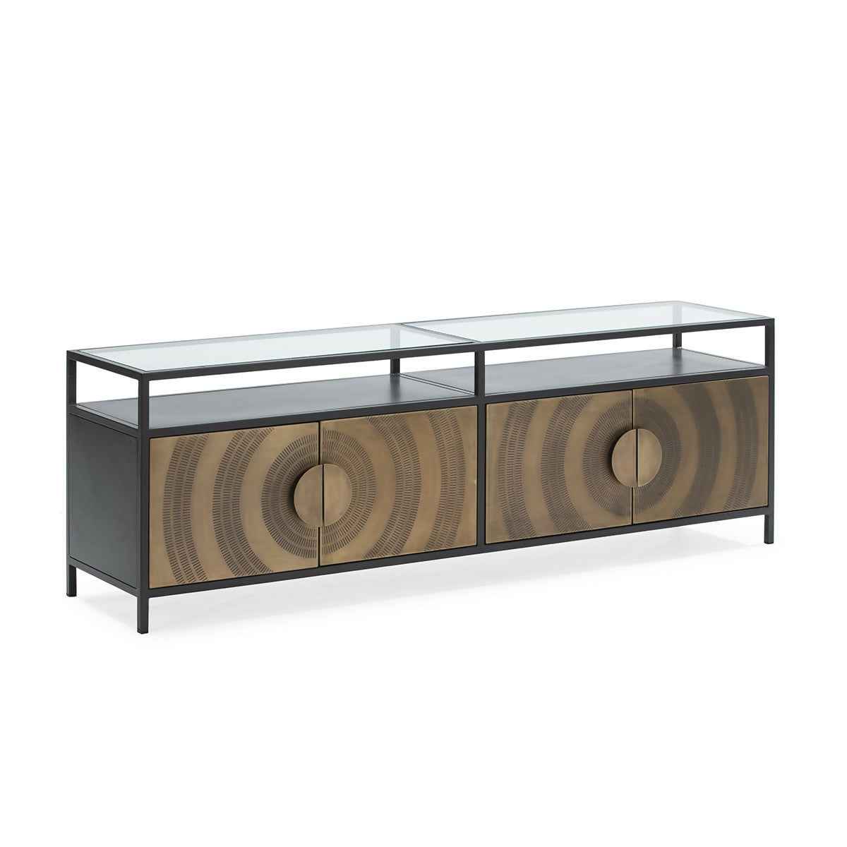 Aparador 183x43x61 Metal/Cristal Dorado/Negro