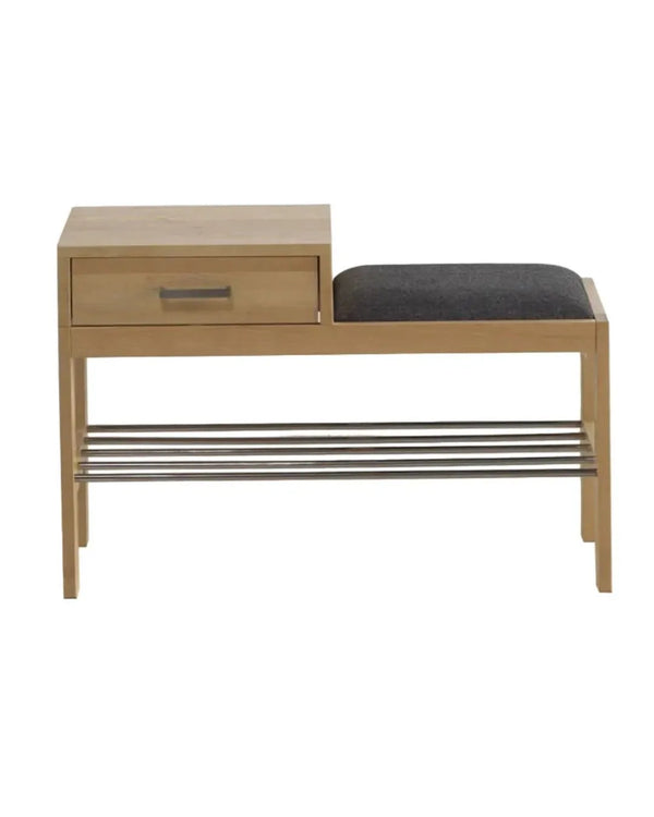 Banc sabater de fusta natural amb calaix 80x35x52 cm