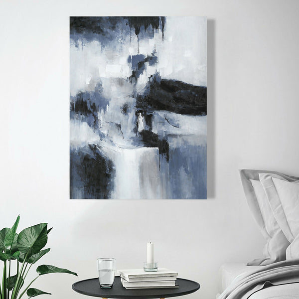 Quadre decoratiu sobre llenç en tons blaus 70x3x100 cm