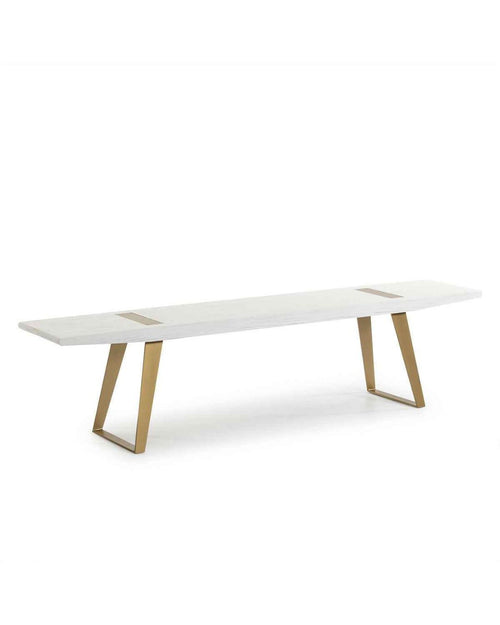 Banco de madera blanca y metal dorado de Thai Natura