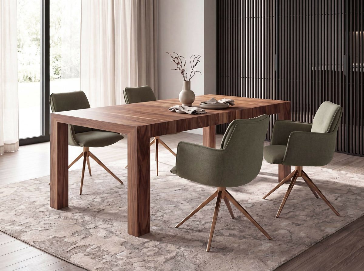Mesa de comedor extensible rectangular de nogal de Ángel Cerdá, vista adicional 6