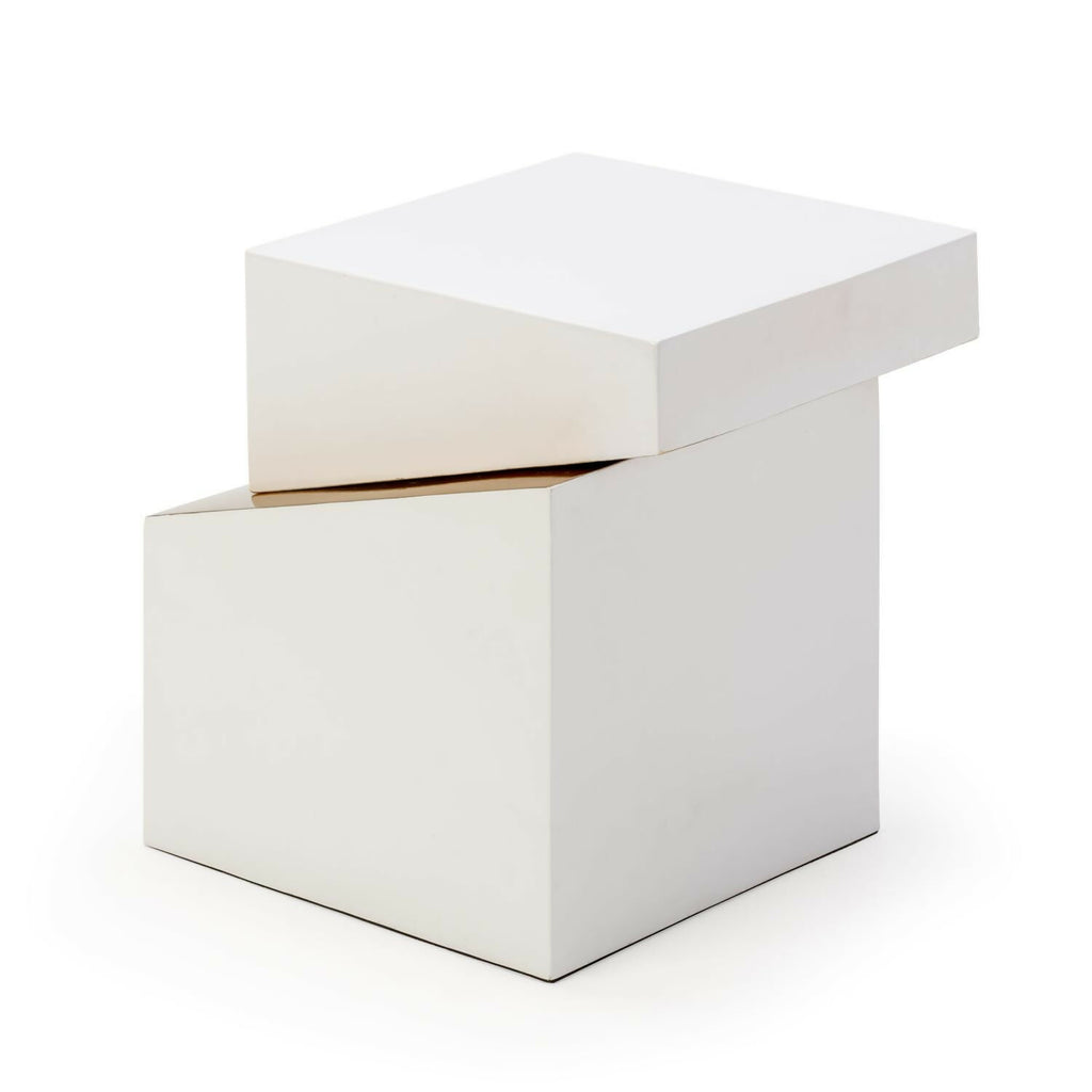 Mesa Auxiliar 40x42x43 Metal Blanco/Dorado