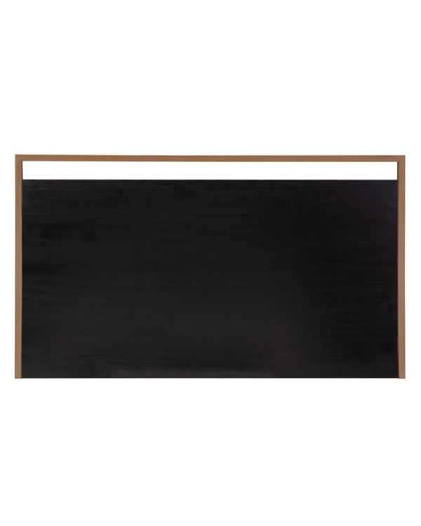 Cabecero 190x3x100 cm madera negra y metal dorado