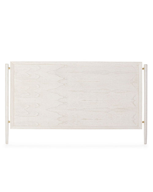 Cabecero de madera blanca y metal dorado, 190x6x110 cm