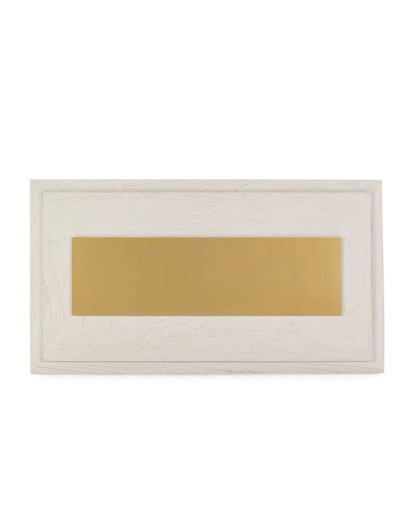 Cabecero 160x8x90 cm madera blanca y metal dorado