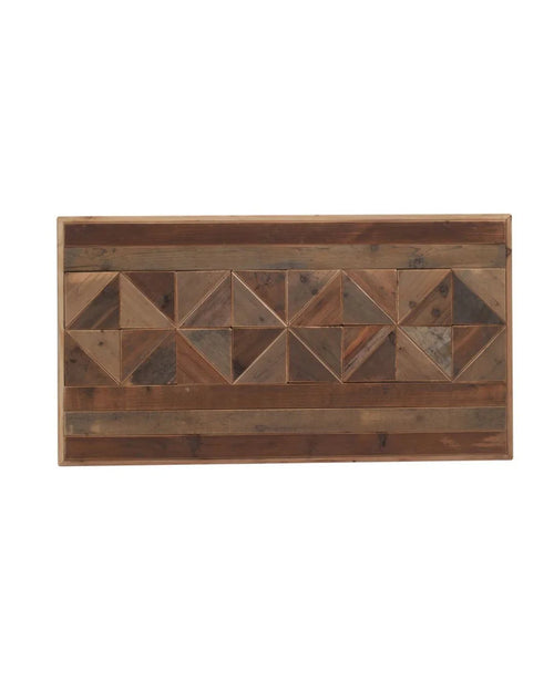 Cabezal de madera reciclada con diseño geométrico, 110x60 cm