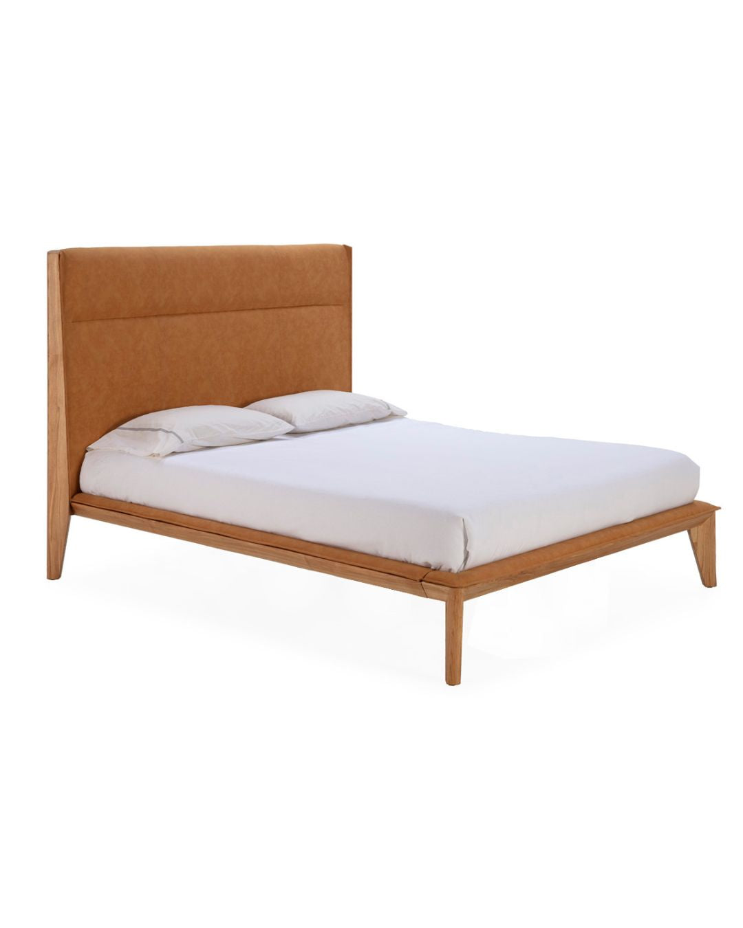 CAMA 178x208x130 MADERA/P.PIEL CAMEL CK833-303 PARA COLCHON 150x190