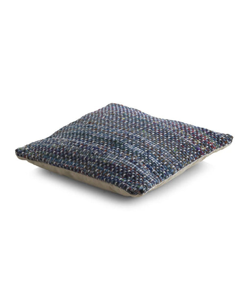 Cojín de algodón y poliéster azul, 45x45 cm