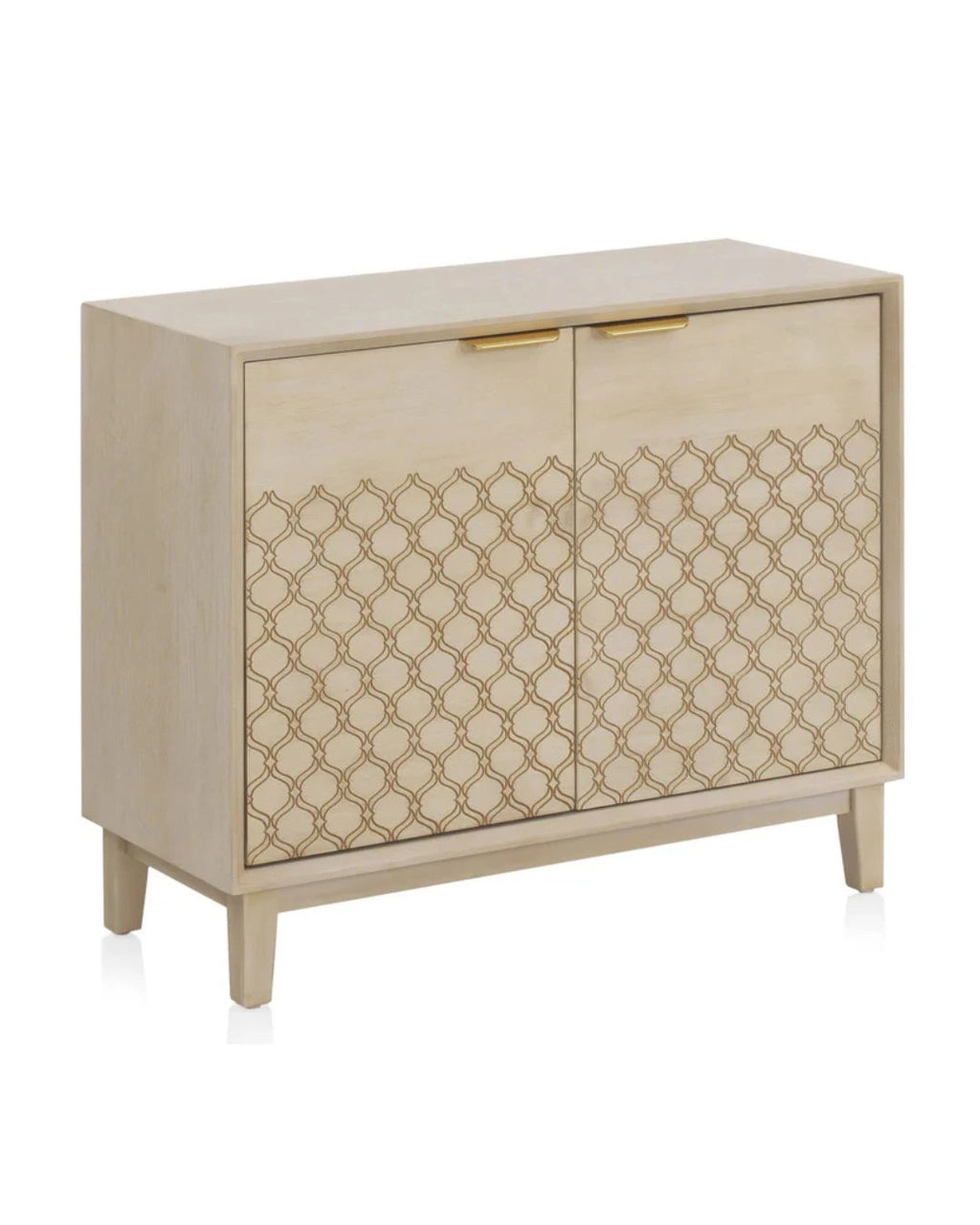 COMODA 2 PUERTAS CHAPADO EN ROBLE ACABADO EN MARFIL