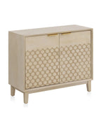 COMODA 2 PUERTAS CHAPADO EN ROBLE ACABADO EN MARFIL