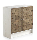 COMODA 2 PUERTAS MADERA DE FRESNO PATINADO BLANCO