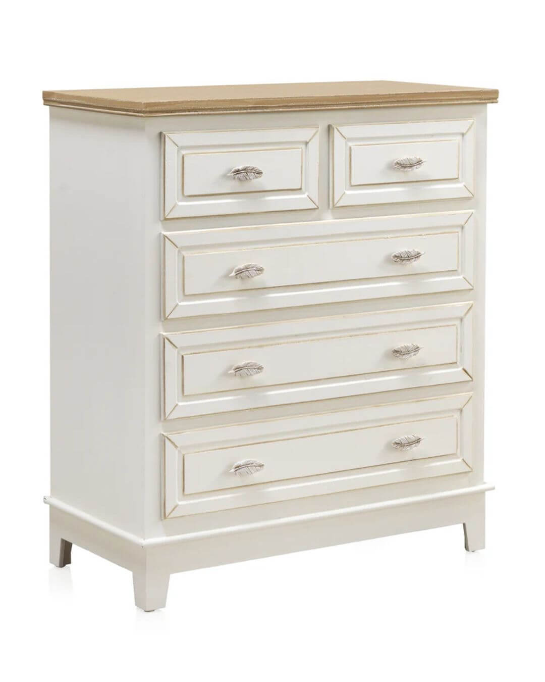 COMODA 5 CAJONES MADERA BLANCO