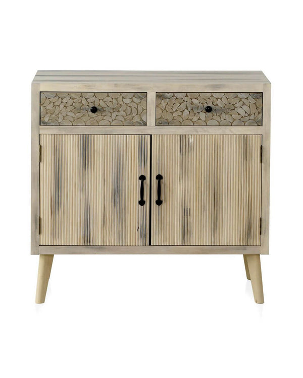Calaixera de fusta d'àlber natural amb porta doble 85x40x80 cm