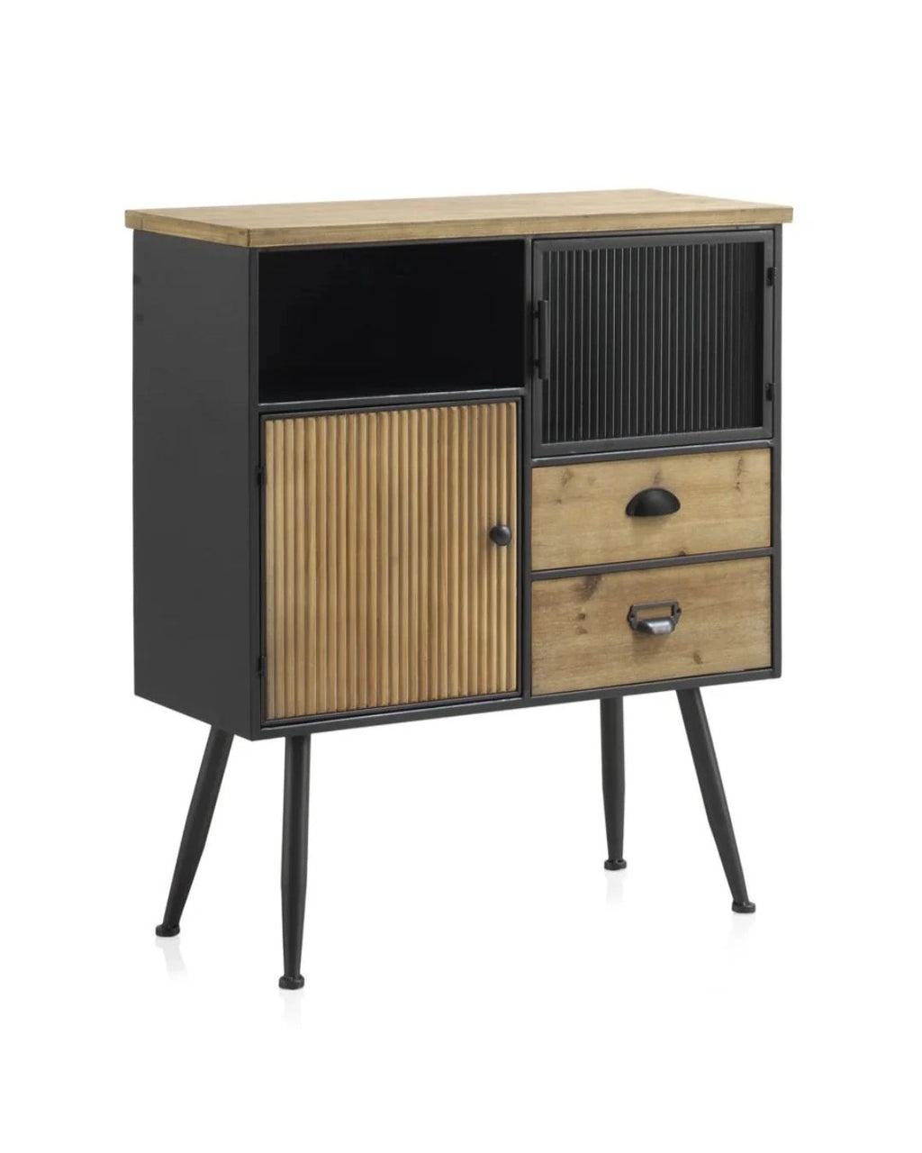 COMODA METALICA CON SOBRE DE MADERA