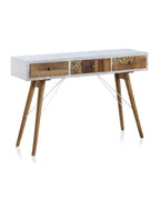 CONSOLA BASE BLANCA FRONTIS MADERA RECUPERADA NATURAL