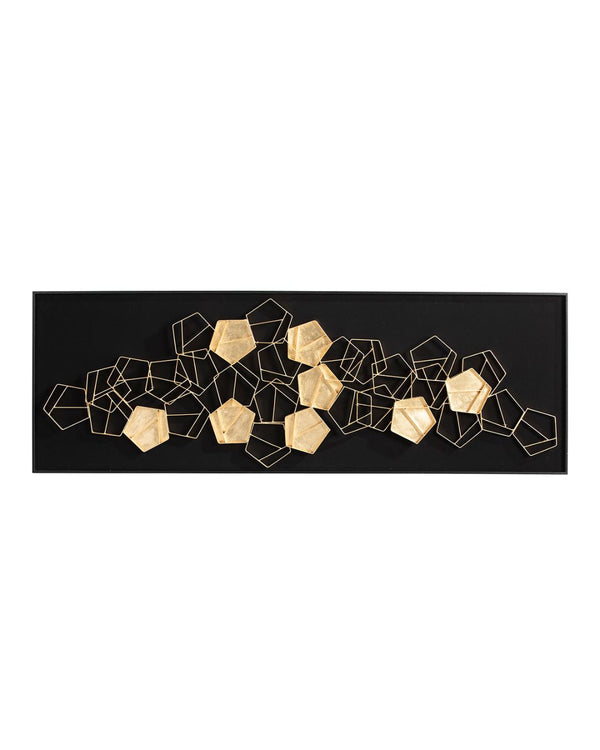 Cuadro 180x6x60 cm de madera negro y dorado