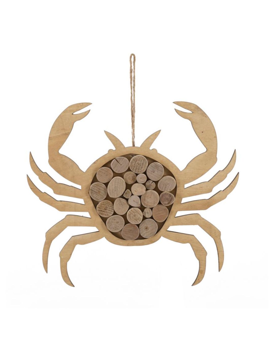 Cangrejo colgante de madera marrón, 35x2x31 cm