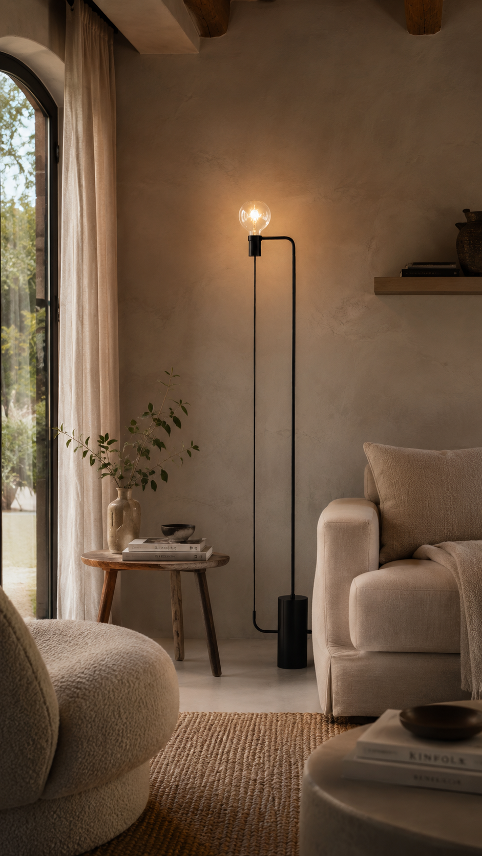 LAMPARA DE PIE 25x12x152 METAL NEGRO