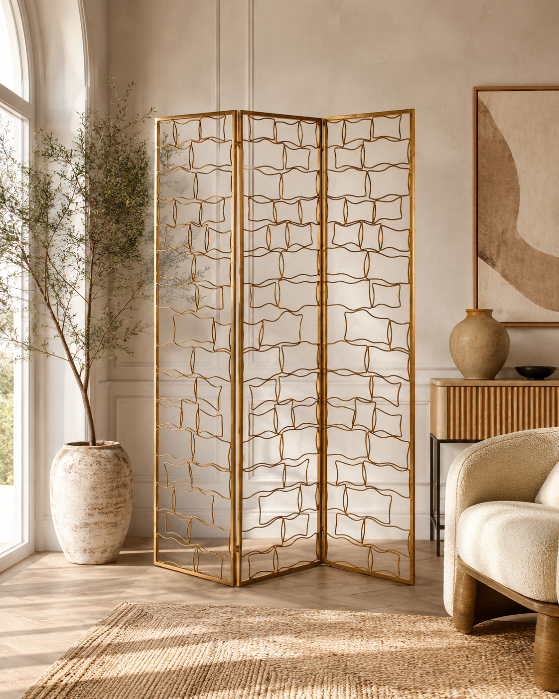 BIOMBO 153x2x183 METAL DORADO