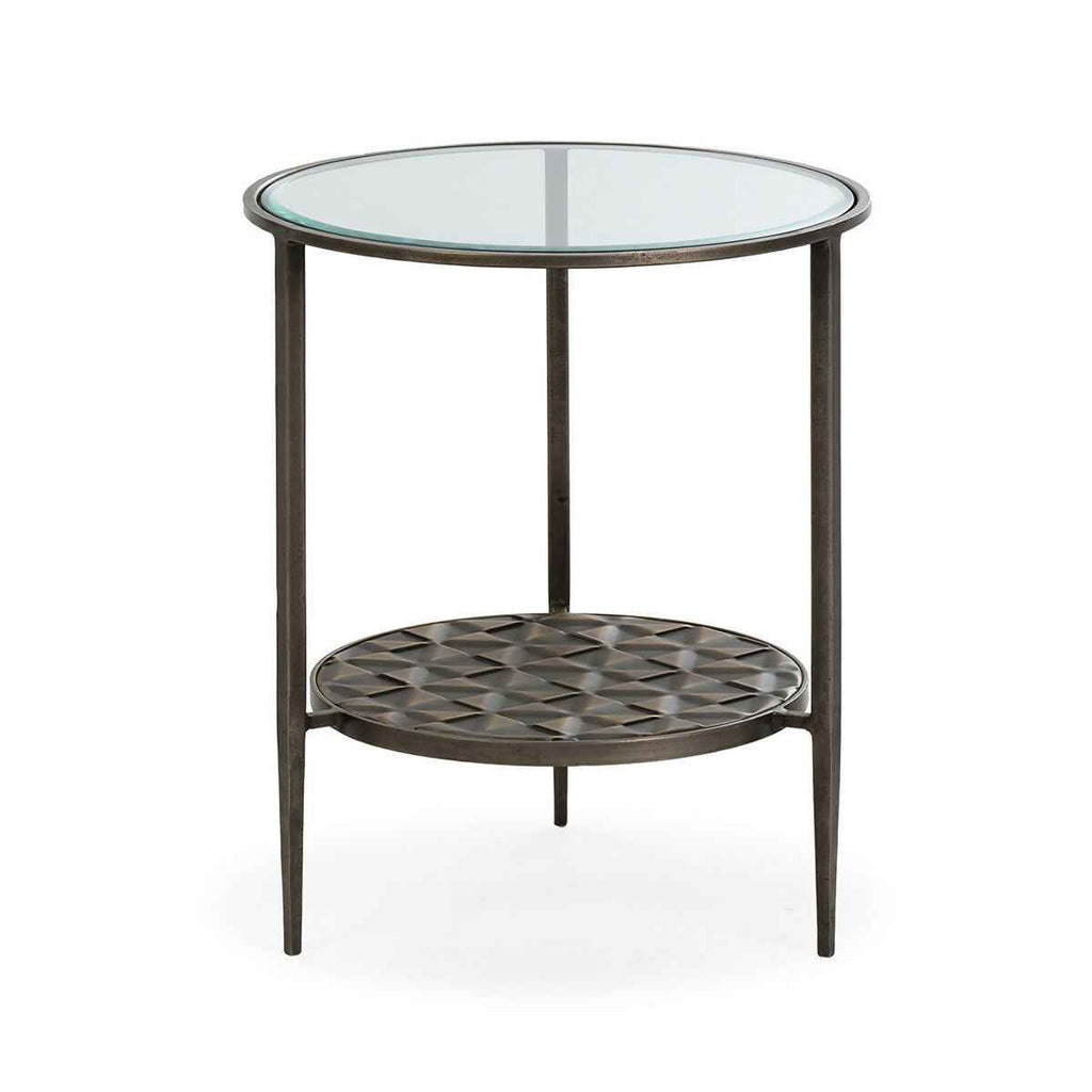 Mesa Auxiliar 52x52x62 Metal/Cristal -- Dorado Antique