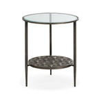 Mesa Auxiliar 52x52x62 Metal/Cristal -- Dorado Antique