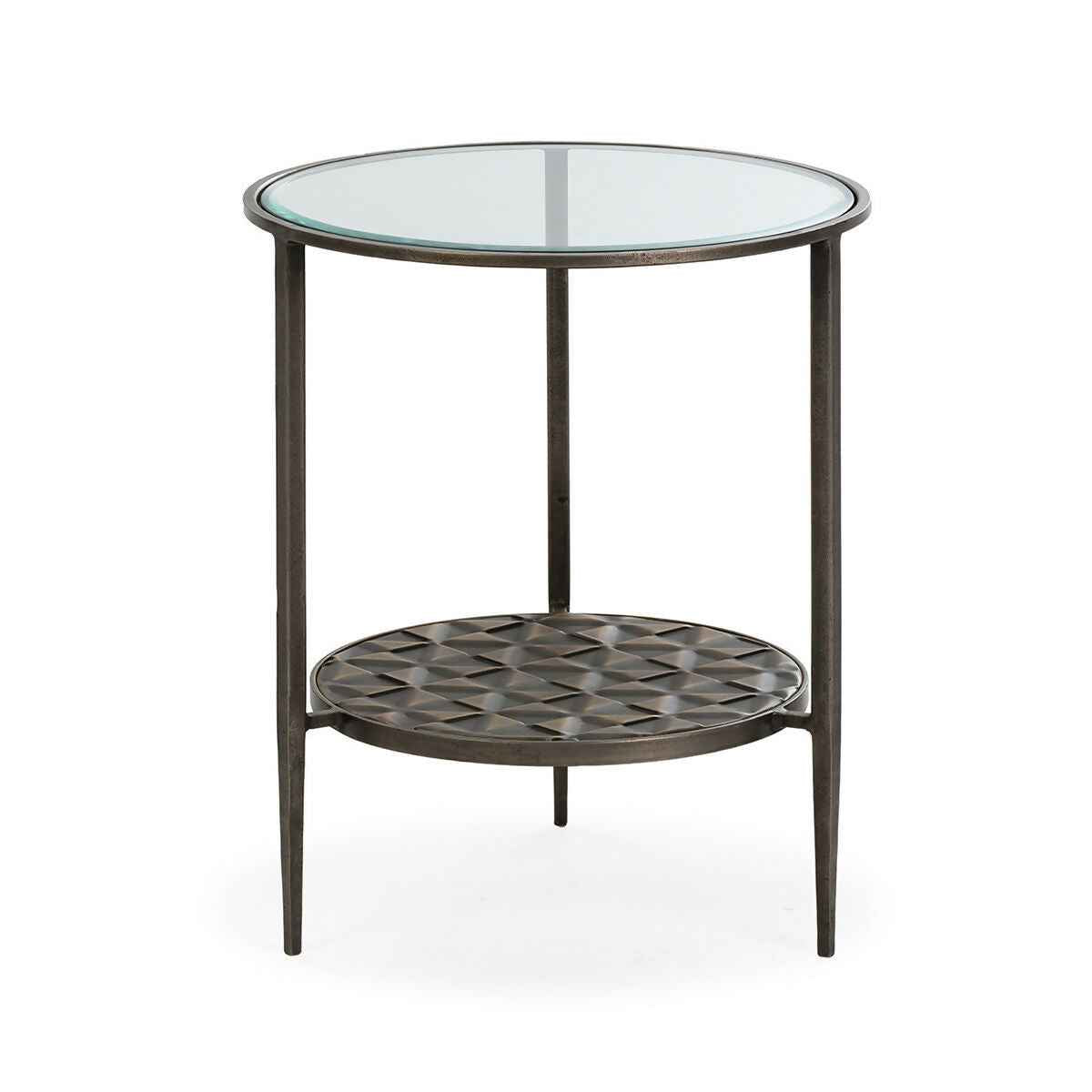 Mesa Auxiliar 52x52x62 Metal/Cristal -- Dorado Antique