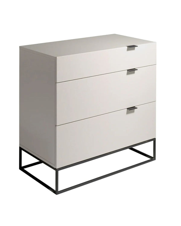 Calaixera 80x45x80 cm de fusta grisa i acer negre